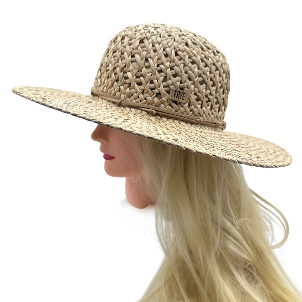 Frye Seagrass Sun Hat Wide Brim Beige OSFM Women’s Summer Woven